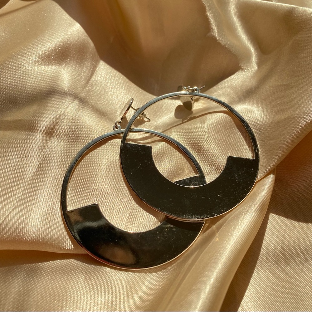 Unique Design//Mirror Hoop Earrings - Picture 3 of 6